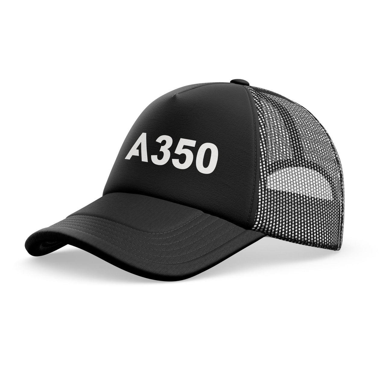 A350 Flat Text Designed Trucker Caps & Hats