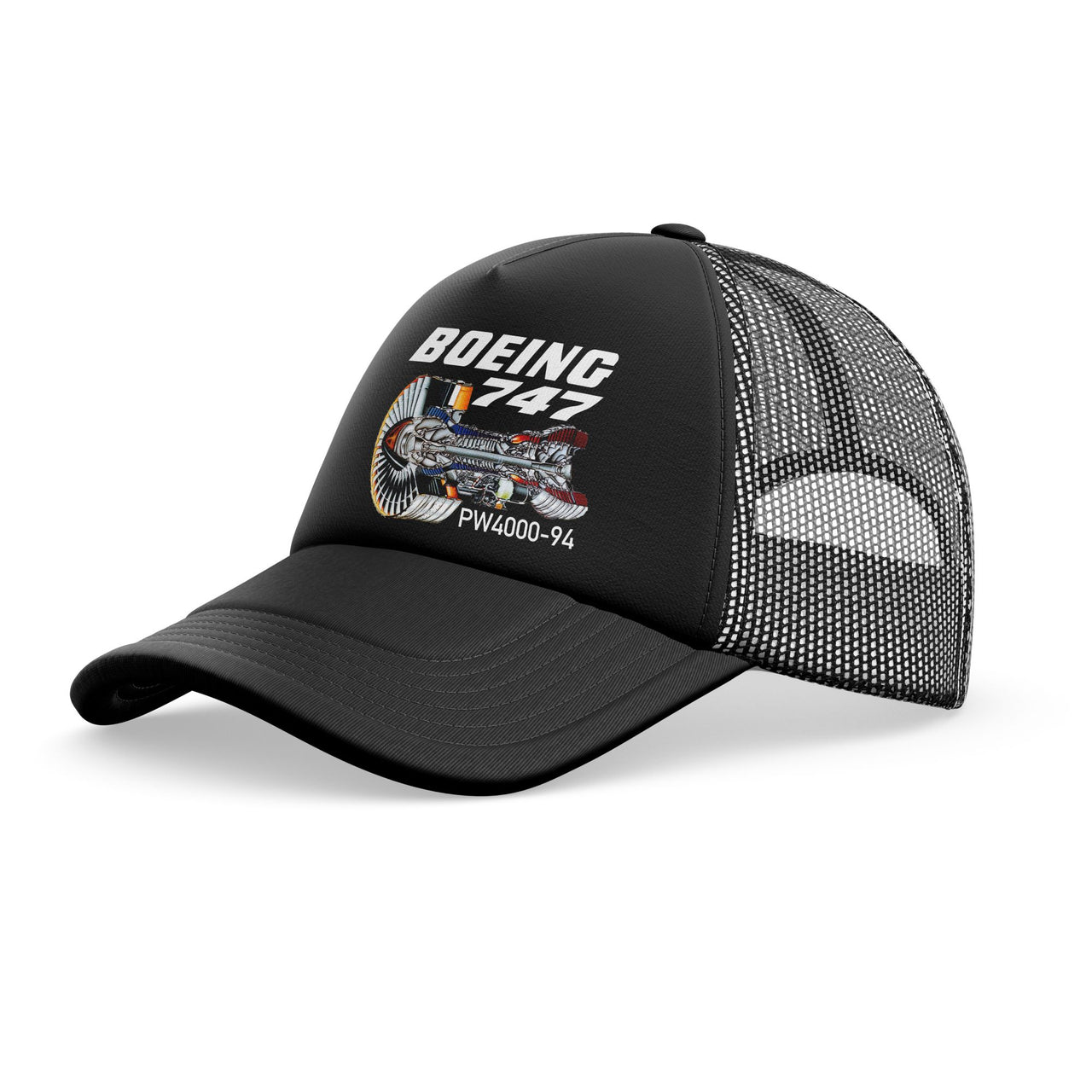 Boeing 747 & PW4000-94 Engine Designed Trucker Caps & Hats