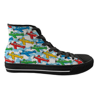 Thumbnail for Funny Airplanes Designed Long Canvas Shoes (Women)