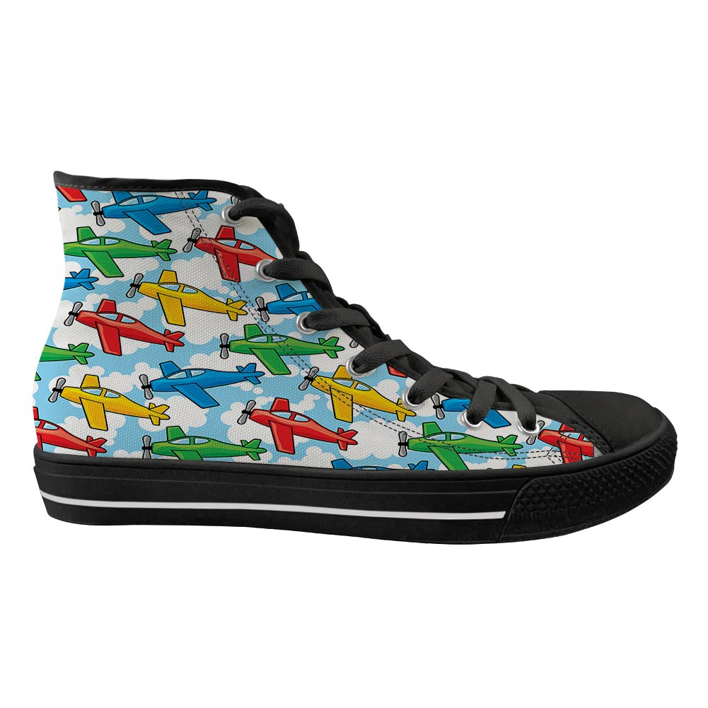 Funny Airplanes Designed Long Canvas Shoes (Men)