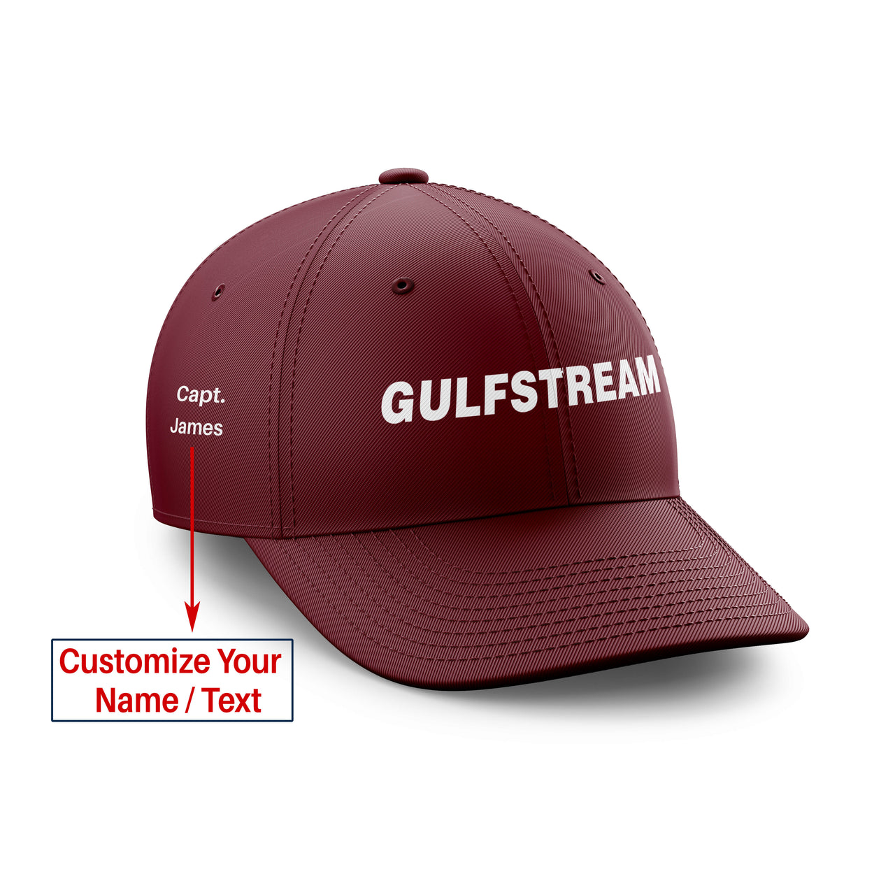 Gulfstream & Text Designed Embroidered Hats