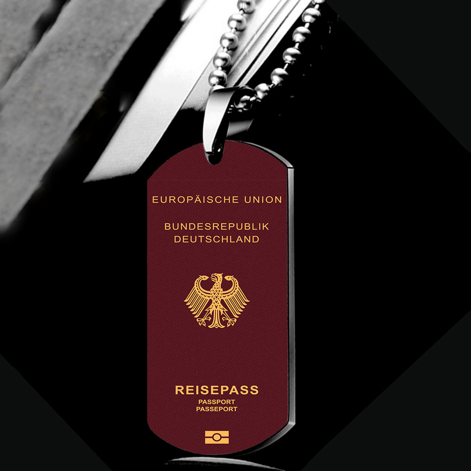 Germany Passport Designed Metal Necklaces