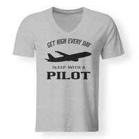 Thumbnail for Get High Every Day Sleep With A Pilot Designed V-Neck T-Shirts