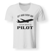 Thumbnail for Get High Every Day Sleep With A Pilot Designed V-Neck T-Shirts