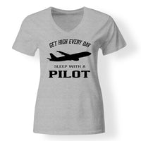 Thumbnail for Get High Every Day Sleep With A Pilot Designed V-Neck T-Shirts