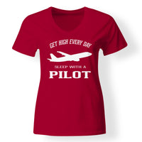 Thumbnail for Get High Every Day Sleep With A Pilot Designed V-Neck T-Shirts