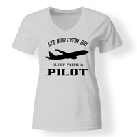 Thumbnail for Get High Every Day Sleep With A Pilot Designed V-Neck T-Shirts