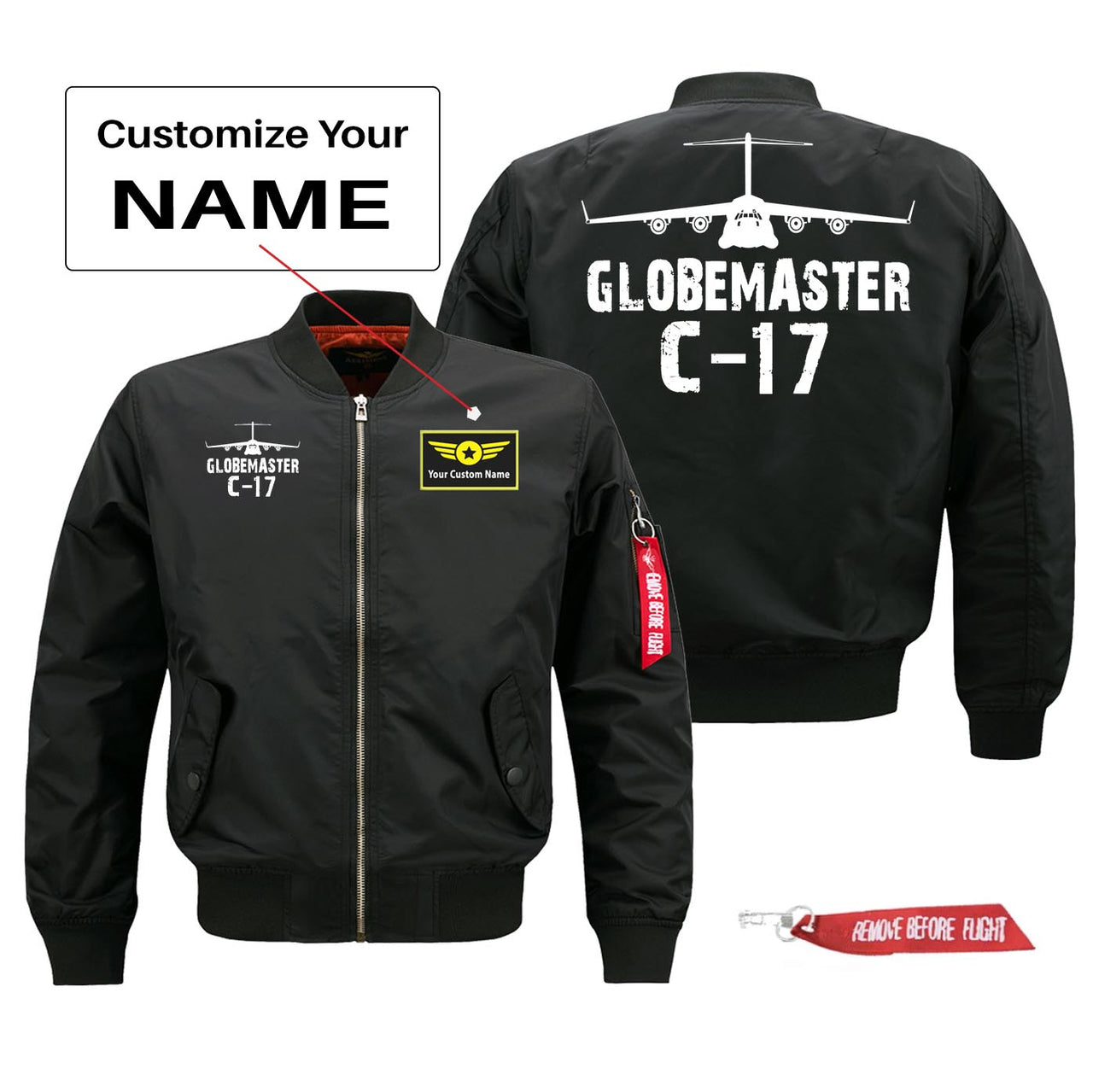 GlobeMaster C-17 Silhouette & Designed Pilot Jackets (Customizable)