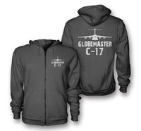 Thumbnail for GlobeMaster C-17 & Plane Designed Zipped Hoodies