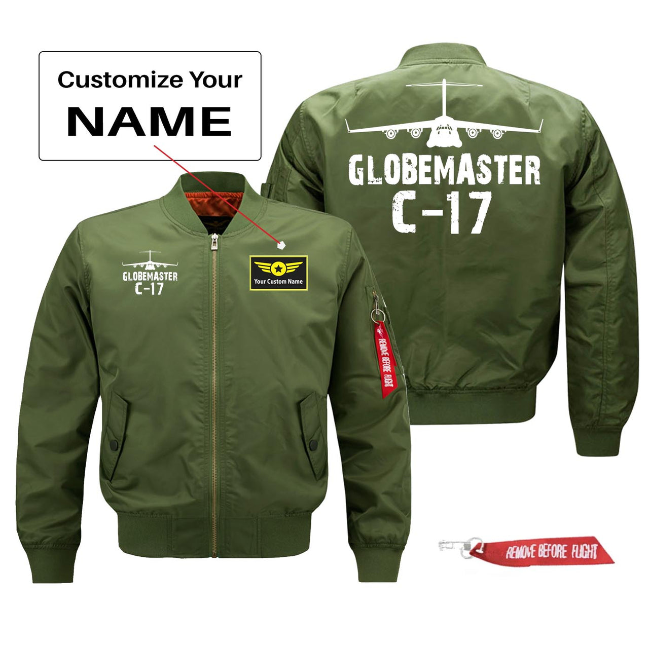 GlobeMaster C-17 Silhouette & Designed Pilot Jackets (Customizable)