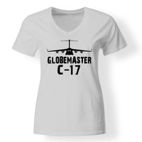 Thumbnail for GlobeMaster C-17 & Plane Designed V-Neck T-Shirts