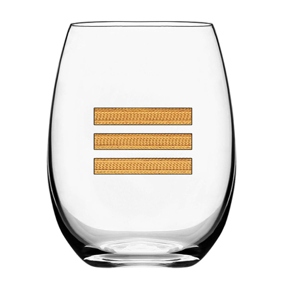 Golden Pilot Epaulettes 3 Lines Designed Water & Drink Glasses