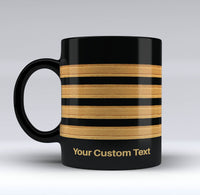 Thumbnail for Name & Golden Pilot Epaulettes (4,3,2 Lines) Black Mugs
