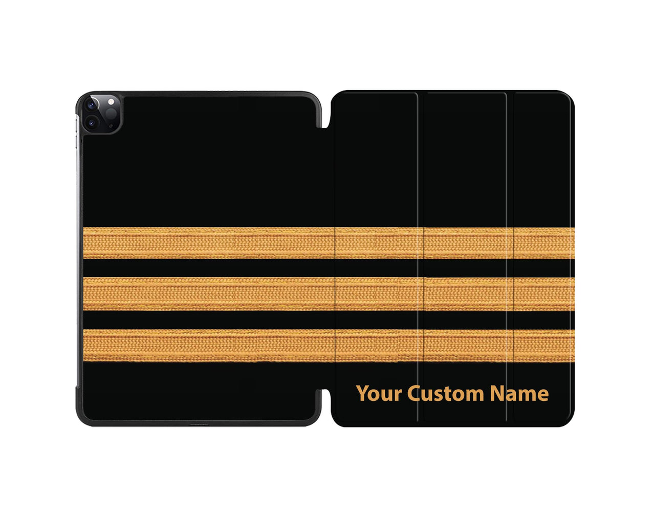 Customizable Golden Pilot Epaulettes (3 Lines) Designed iPad Cases