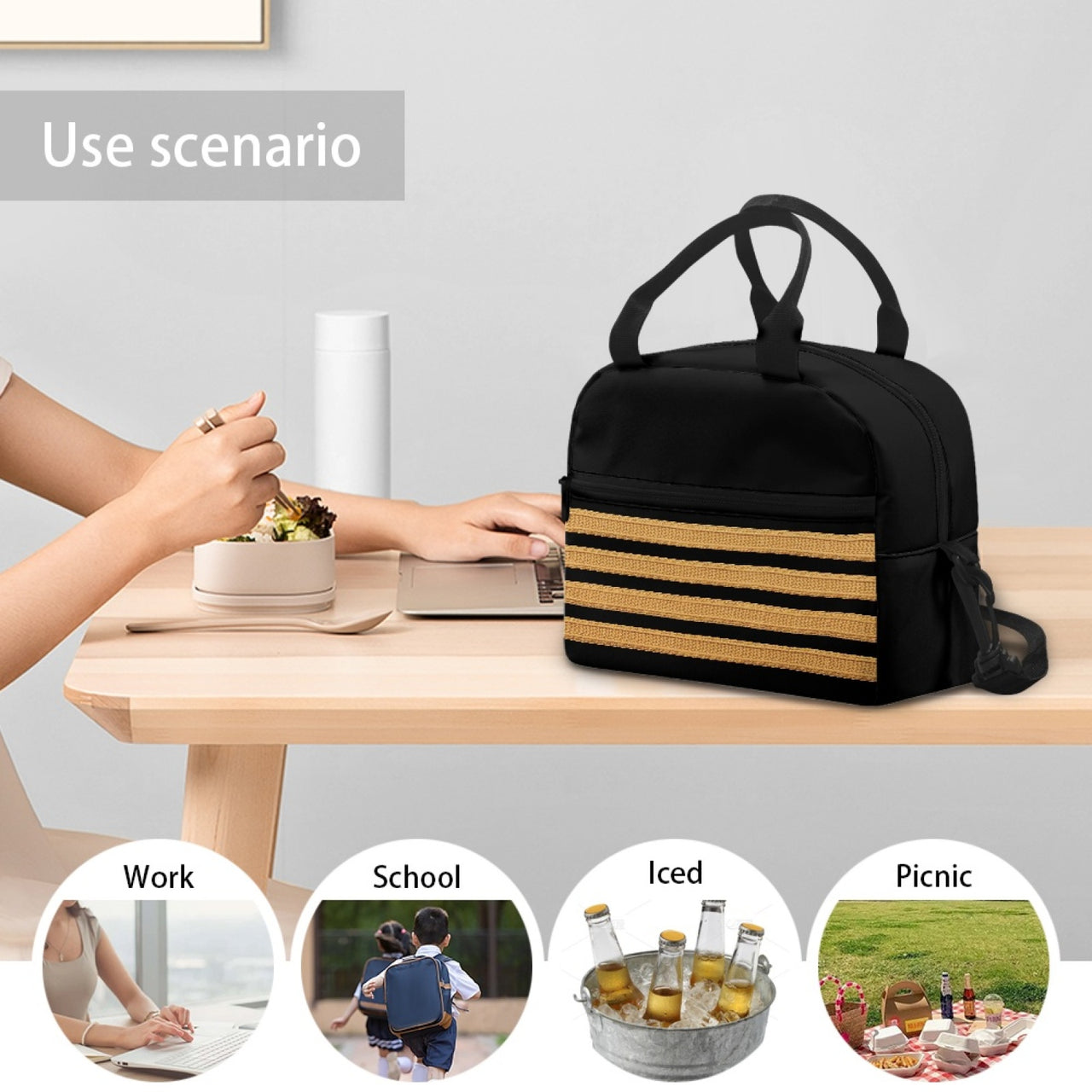 Golden Pilot Epaulettes (4,3,2 Lines) Designed Lunch Bags