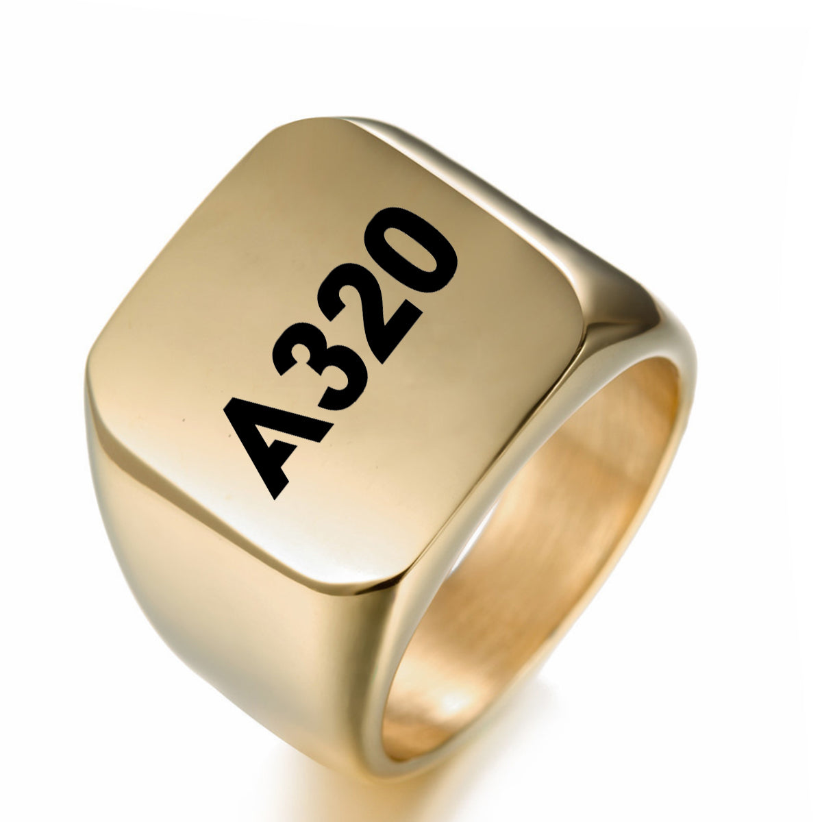 A320 Flat Text Designed Men Rings