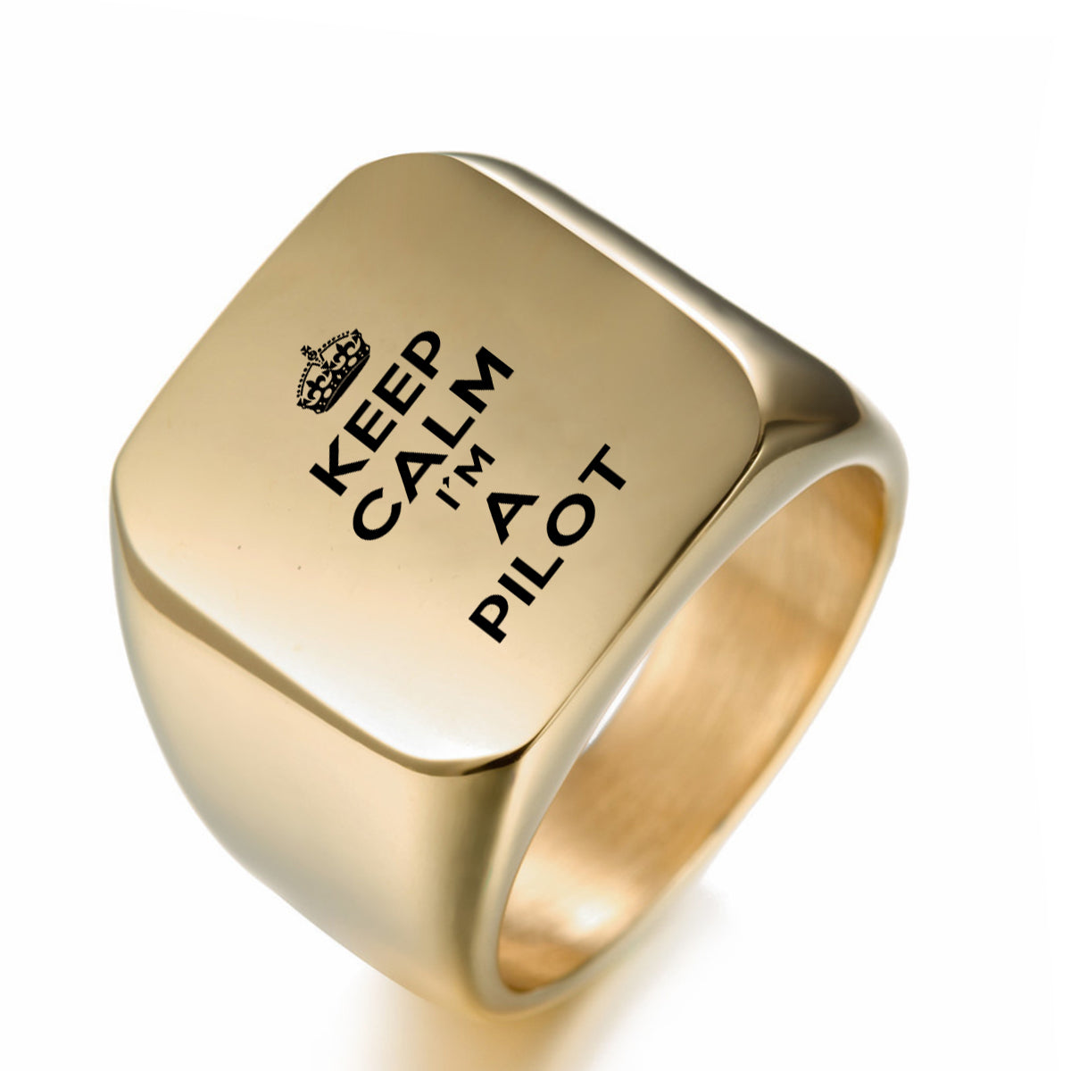 Keep Calm I'm a Pilot Designed Men Rings