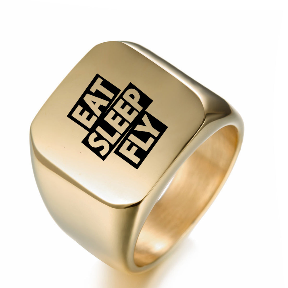Eat Sleep Fly Designed Men Rings