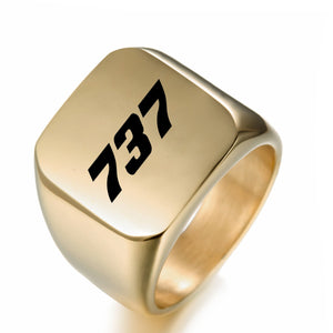737 Flat Text Designed Men Rings