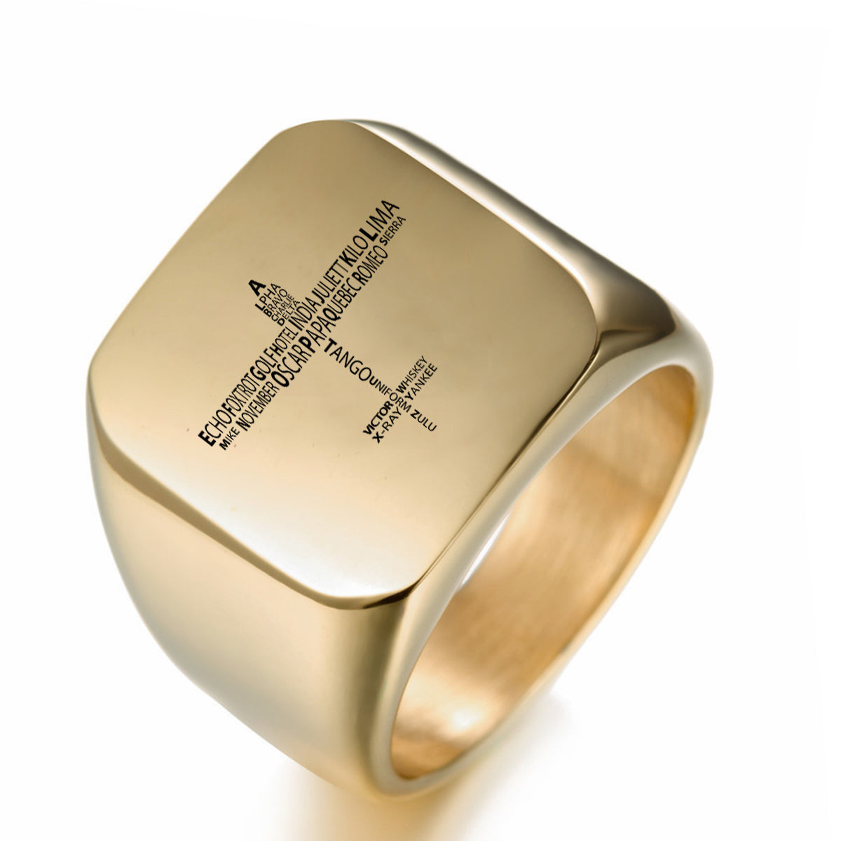 Propeller Shape Aviation Alphabet Designed Men Rings