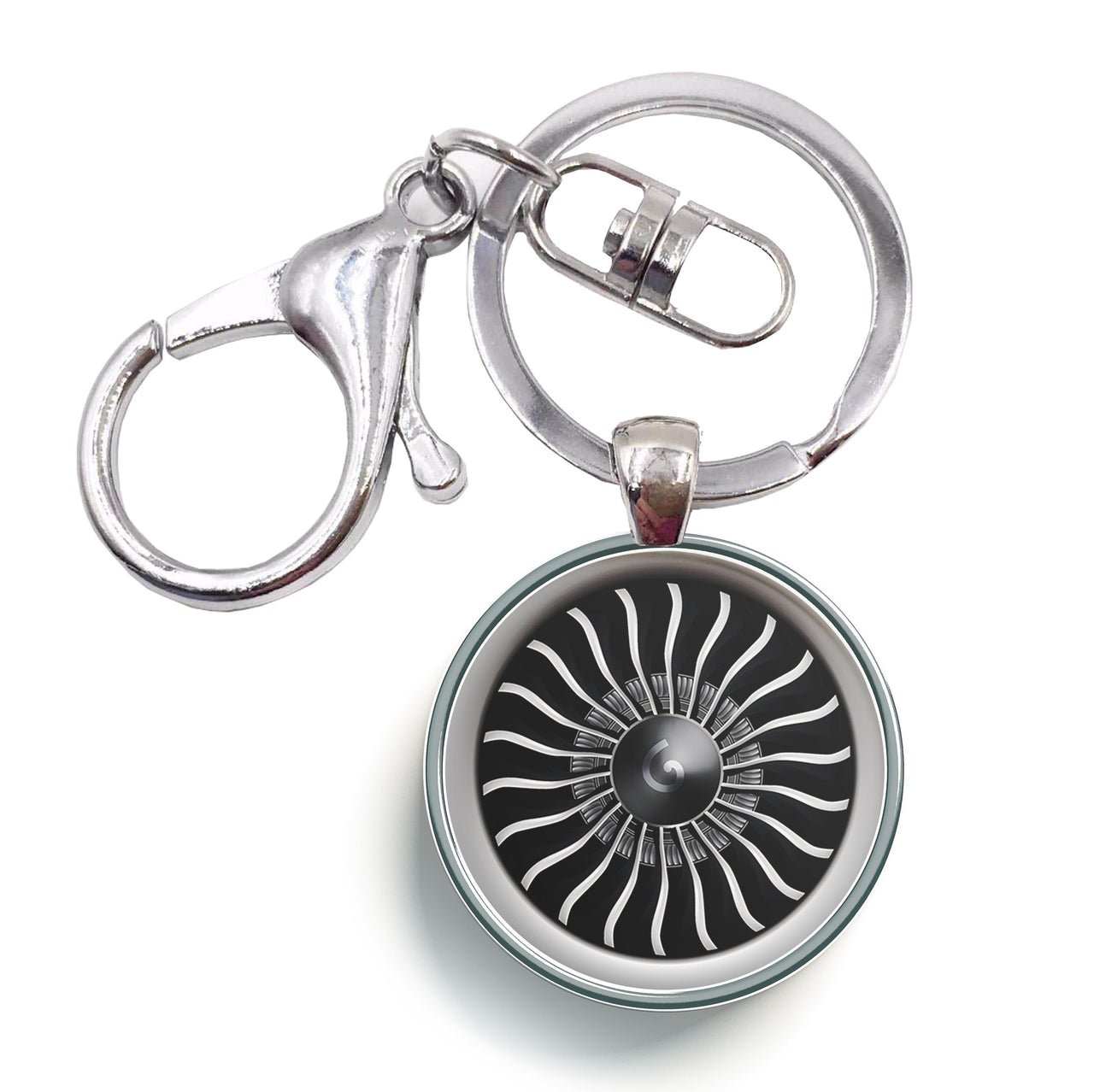 Graphical Jet Engine Designed Circle Key Chains
