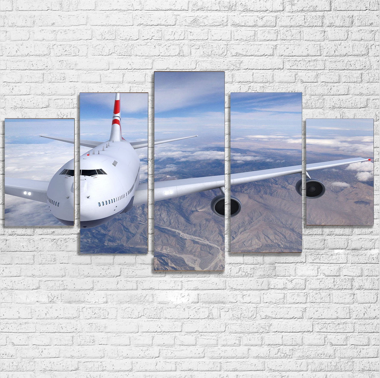 Graphical Boeing 747 Printed Multiple Canvas Poster Aviation Shop 