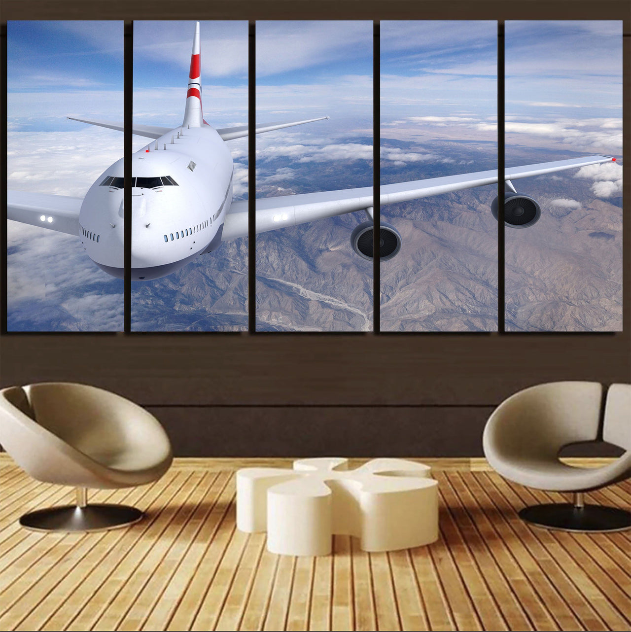 Graphical Boeing 747 Printed Canvas Prints (5 Pieces) Aviation Shop 