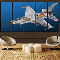 Thumbnail for Graphical Fighting Falcon F16 Printed Canvas Prints (5 Pieces) Aviation Shop 