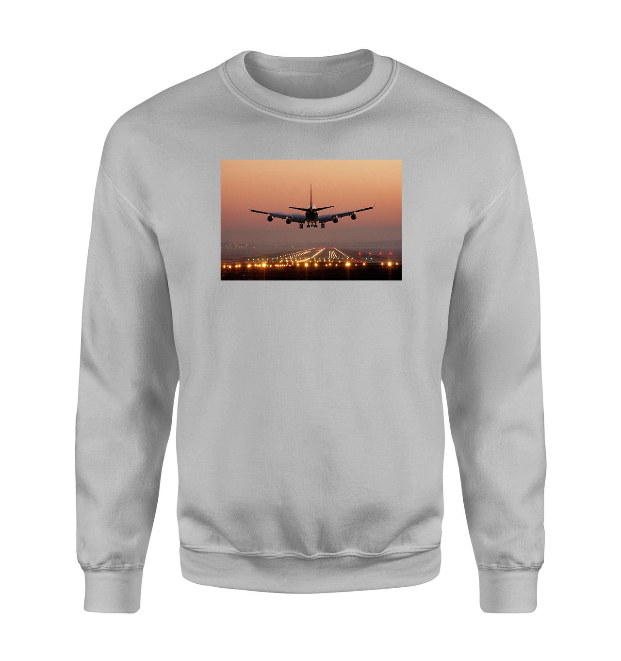 Landing Boeing 747 During Sunset Designed Sweatshirts
