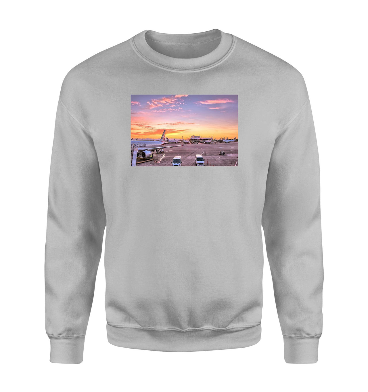 Airport Photo During Sunset Designed Sweatshirts