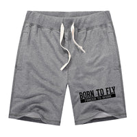 Thumbnail for Born To Fly Forced To Work Designed Cotton Shorts