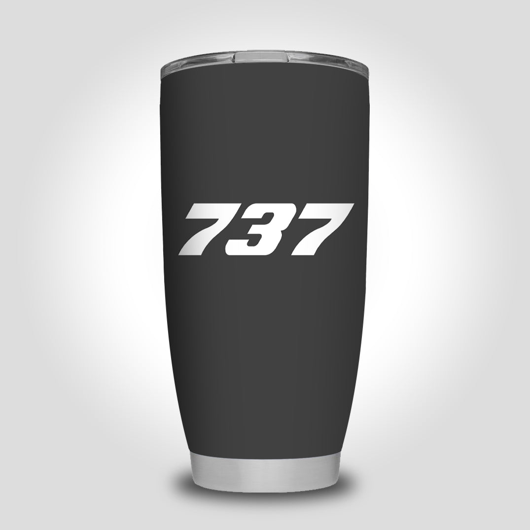 737 Flat Text Designed Tumbler Travel Mugs