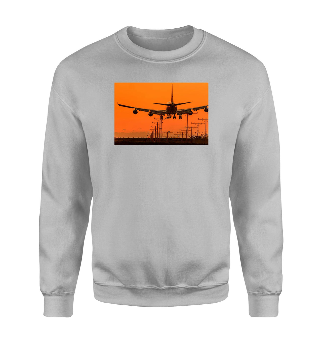 Close up to Boeing 747 Landing at Sunset Designed Sweatshirts