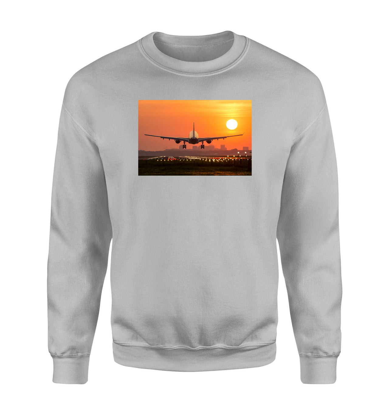 Amazing Airbus A330 Landing at Sunset Designed Sweatshirts