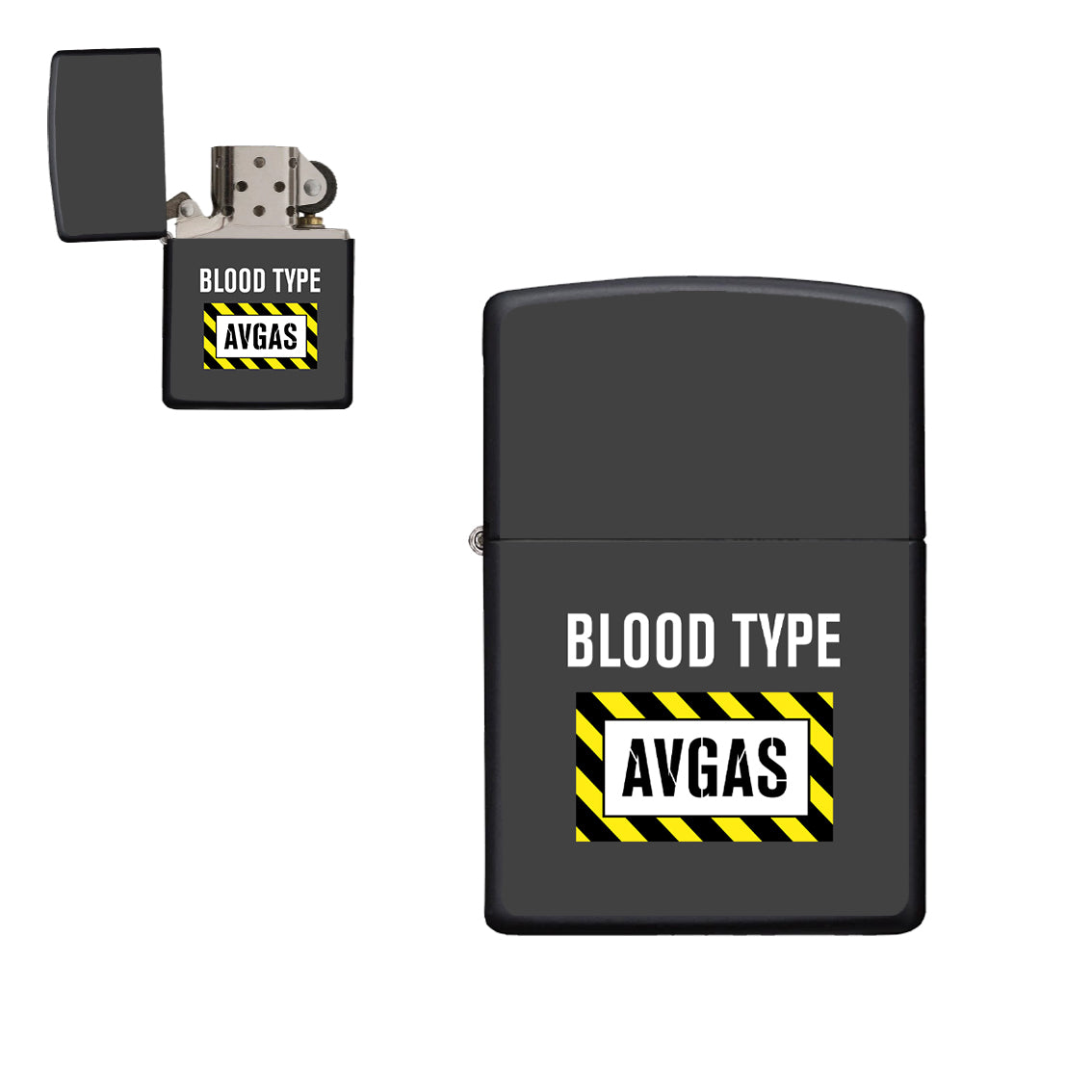 Blood Type AVGAS Designed Metal Lighters