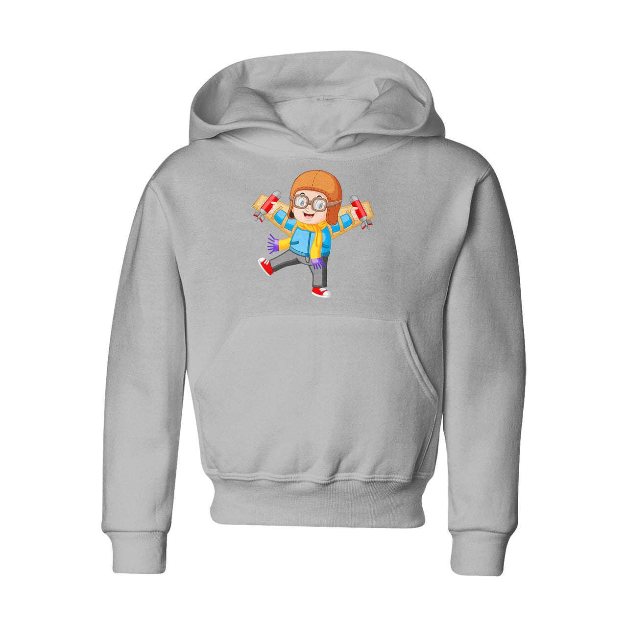 Cute Little Boy Pilot Costume Playing With Wings Designed "CHILDREN" Hoodies