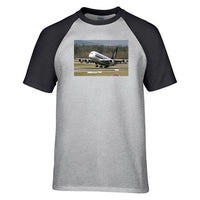 Thumbnail for Departing Singapore Airlines A380 Designed Raglan T-Shirts