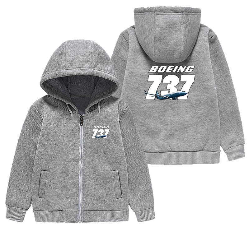 Super Boeing 737+Text Designed "CHILDREN" Zipped Hoodies