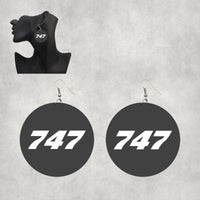 Thumbnail for 747 Flat Text Designed Wooden Drop Earrings