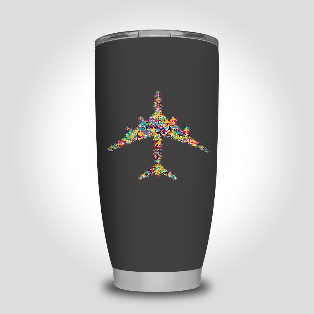 Colourful Airplane Designed Tumbler Travel Mugs