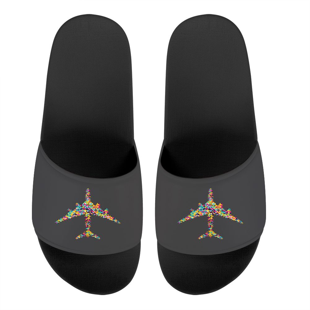 Colourful Airplane Designed Sport Slippers