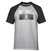 Thumbnail for Airplane Flying over Big Buildings Designed Raglan T-Shirts