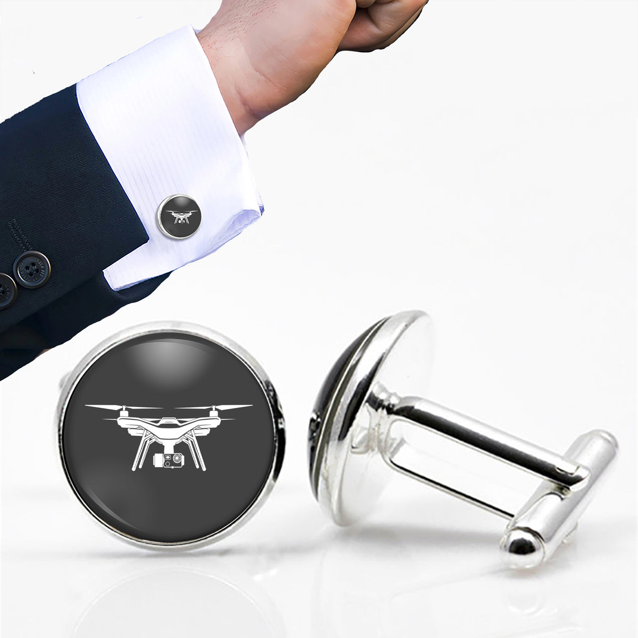 Drone Silhouette Designed Cuff Links