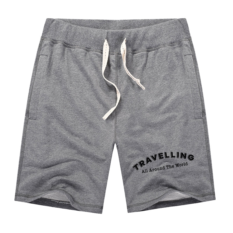 Travelling All Around The World Designed Cotton Shorts