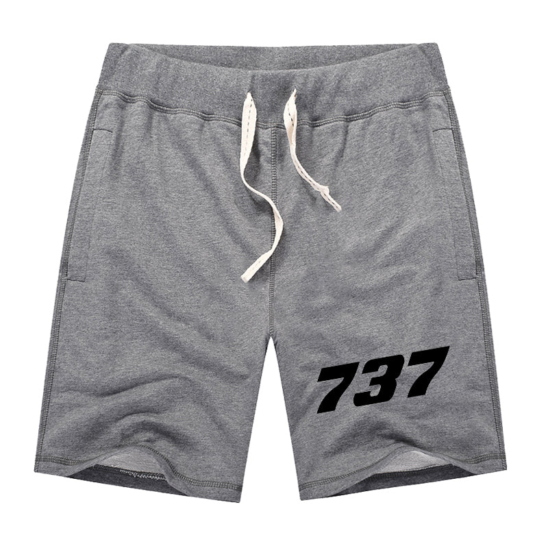 737 Flat Text Designed Cotton Shorts