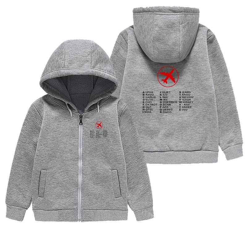 Aviation Alphabet 2 Designed "CHILDREN" Zipped Hoodies