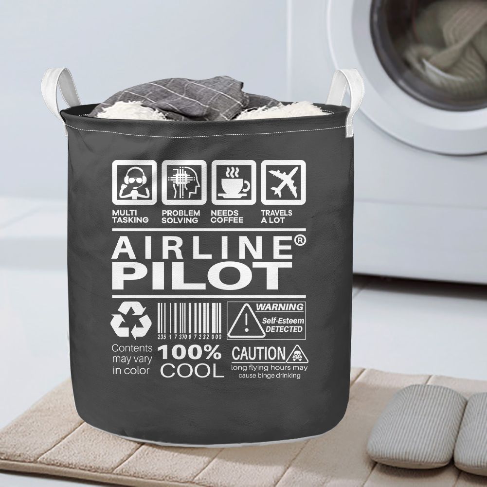 Airline Pilot Label Designed Laundry Baskets