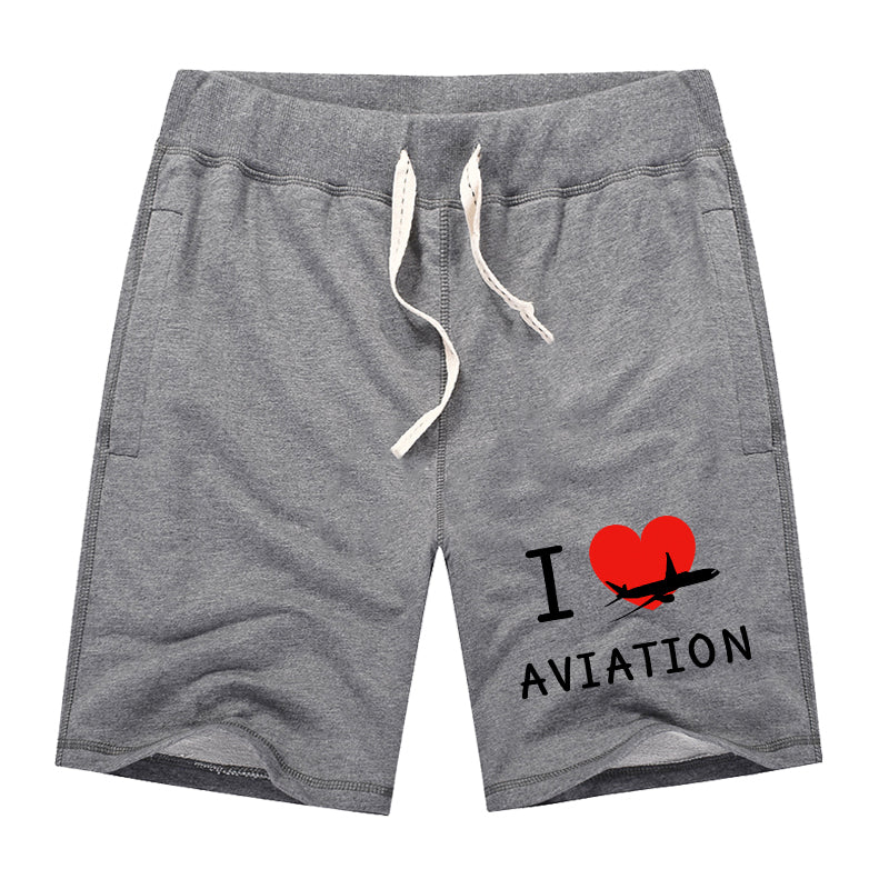 I Love Aviation Designed Cotton Shorts
