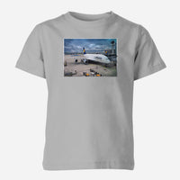 Thumbnail for Lufthansa's A380 At The Gate Designed Children T-Shirts
