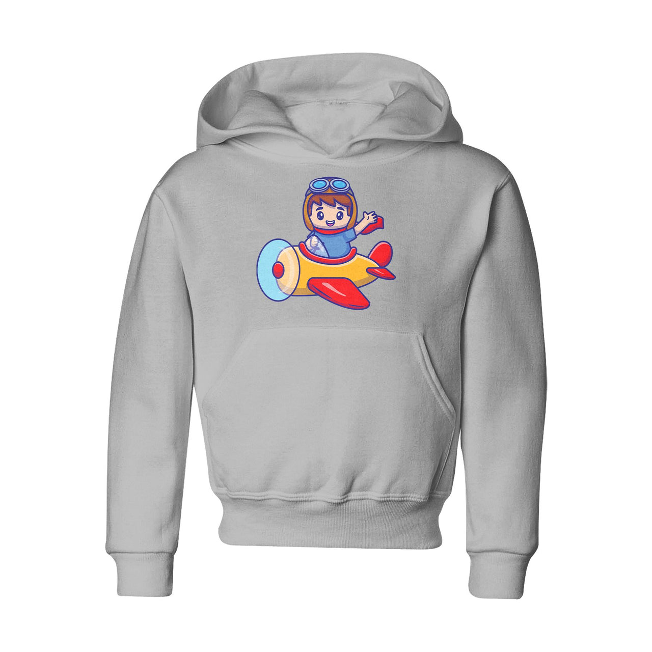 Cute Boy Driving Plane Cartoon Designed "CHILDREN" Hoodies